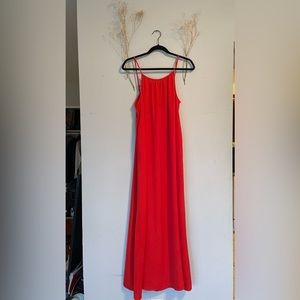 Long Red Satin Dress